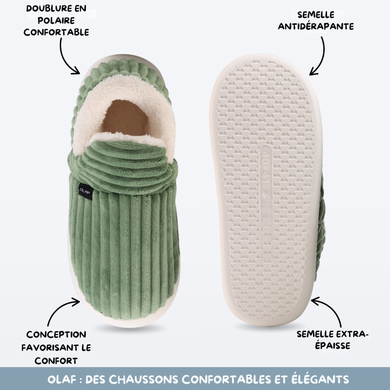 Pantoufles d'hiver en peluche avec semelle épaisse antidérapante - Olaf